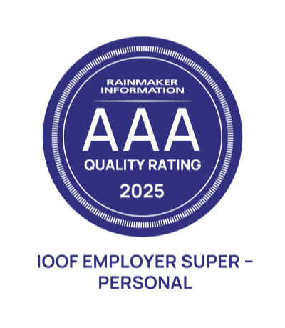 Rainmaker AAA Quality Rating 2025 award for IOOF Employer Super - Personal